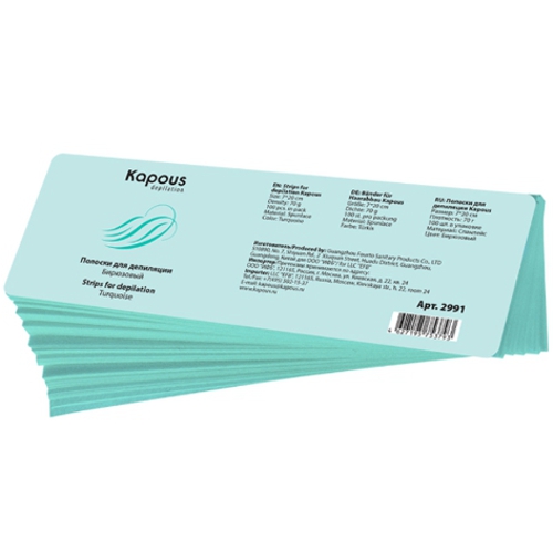Kapous Полоски для депиляции KAPOUS , бирюзовый, 7*20см 100шт.